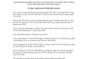 Quyết định 04/2021/QĐ-UBND Bảng đơn giá xây dựng nhà ở vật kiến trúc thông dụng Tiền Giang