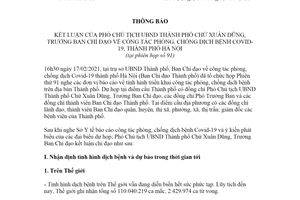 Thông báo 10/TB-BCĐ 2021 kết luận về công tác phòng chống dịch bệnh Covid-19 Hà Nội