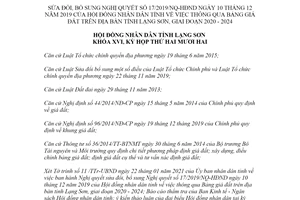 Nghị quyết 02/2021/NQ-HĐND sửa đổi Nghị quyết 17/2019/NQ-HĐND Bảng giá đất Lạng Sơn 2020 2024