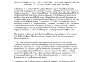 Notification No. 22/TB-VPCP 2021 conclusion in meeting covid-19 prevention and control