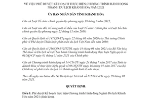 Quyết định 350/QĐ-UBND 2021 Kế hoạch Chương trình Hành động Ngành Du lịch Khánh Hòa