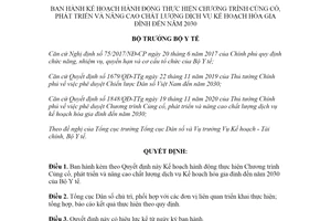 Quyết định 1347/QĐ-BYT 2021 Củng cố phát triển nâng cao chất lượng dịch vụ kế hoạch hóa gia đình đến 2030
