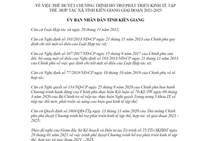 Quyết định 330/QĐ-UBND 2021 Chương trình hỗ trợ phát triển kinh tế tập thể tỉnh Kiên Giang