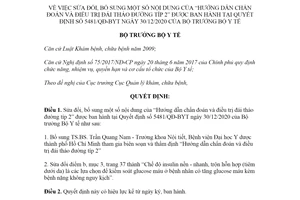 Quyết định 1353/QĐ-BYT 2021 sửa đổi Quyết định 5481/QĐ-BYT chẩn đoán điều trị đái tháo đường típ 2