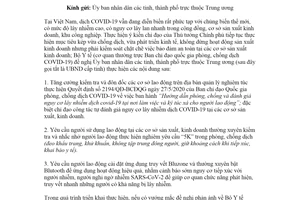 Công văn 1096/BYT-MT 2021 phòng chống dịch COVID19 trong tình hình mới tại nơi làm việc