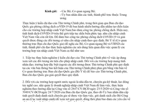 Công văn 1113/CV-BCĐ 2021 quản lý các trường hợp xin nhập cảnh Việt Nam để phòng chống dịch COVID19