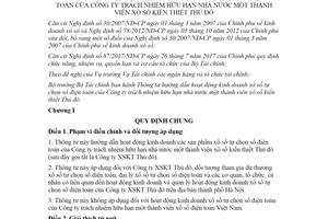 Thông tư hoạt động kinh doanh xổ số tự chọn số điện toán của Công ty xổ số kiến thiết Thủ đô