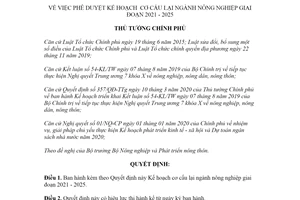 Quyết định 255/QĐ-TTg 2021 Kế hoạch cơ cấu lại ngành nông nghiệp giai đoạn 2021 2025