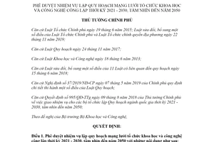 Quyết định 279/QĐ-TTg 2021 quy hoạch mạng lưới tổ chức khoa học công nghệ công lập 2021 2030