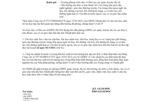 Công văn 571/SGDĐT-CTTT 2021 cho học sinh trở lại trường để chống Covid-19 Sở Giáo dục Hà Nội