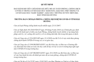 Quyết định 626/QĐ-BCĐ 2021 đánh giá mức độ an toàn COVID-19 giáo dục mầm non Hải Dương