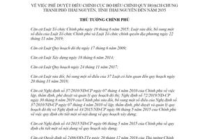 Quyết định 228/QĐ-TTg 2021 điều chỉnh Quy hoạch chung xây dựng thành phố Thái Nguyên