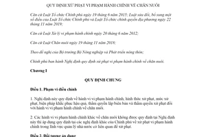 Nghị định 14/2021/NĐ-CP xử phạt vi phạm hành chính về chăn nuôi