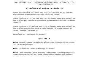 Quyết định 108/QĐ-UBDT 2021 Kế hoạch triển khai nhiệm vụ công tác của Vụ Địa phương III