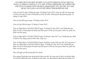 Quyết định 07/2021/QĐ-TTg 2021 sửa đổi Quyết định 38/2017/QĐ-TTg chuyển cửa khẩu cảng cạn ICD Mỹ Đình