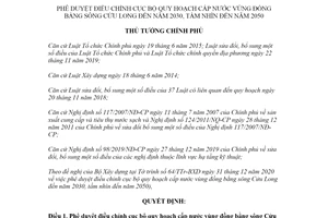 Quyết định 287/QĐ-TTg 2021 quy hoạch cấp nước vùng đồng bằng sông Cửu Long đến 2030