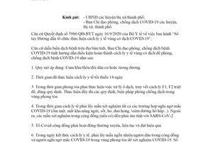 Công văn 556/BCĐ 2021 cách ly y tế vùng có dịch để phòng chống COVID-19 tỉnh Hải Dương