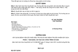 Quyết định 212/QĐ-BXD 2021 xây dựng bệnh viện dã chiến điều trị người mắc bệnh truyền nhiễm gây dịch