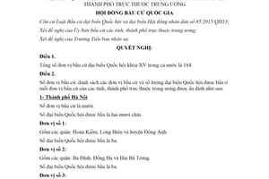 Nghị quyết 64/NQ-HĐBCQG 2021 số lượng đại biểu Quốc hội được bầu ở mỗi đơn vị bầu cử tỉnh