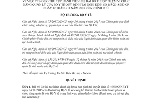 Quyết định 1435/QĐ-BYT 2021 thủ tục hành chính bị bãi bỏ thuộc Bộ Y tế