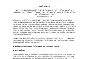 Thông báo 14/TB-BCĐ 2021 kết luận của Phó Chủ tịch về phòng chống dịch Covid-19 Hà Nội