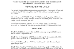 Quyết định 1614/QĐ-UBND 2021 Kế hoạch phòng chống dịch bệnh thủy sản tỉnh Long An