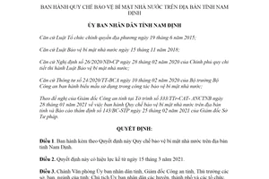 Quyết định 5/2021/QĐ-UBND Quy chế bảo vệ bí mật nhà nước tỉnh Nam Định