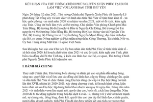 Thông báo 39/TB-VPCP 2021 kết luận Thủ tướng tại buổi làm việc với lãnh đạo tỉnh Phú Yên