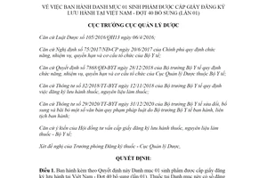 Quyết định 102/QĐ-QLD 2021 Danh mục sinh phẩm được cấp giấy đăng ký lưu hành