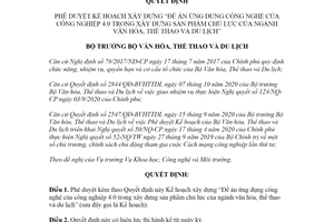 Quyết định 773/QĐ-BVHTTDL 2021 Đề án ứng dụng công nghệ của công nghiệp 4.0 ngành văn hóa