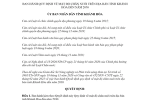 Quyết định 02/2021/QĐ-UBND mật độ chăn nuôi tỉnh Khánh Hòa đến năm 2030