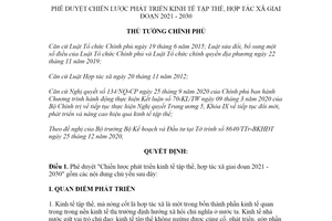 Quyết định 340/QĐ-TTg 2021 phê duyệt Chiến lược phát triển kinh tế tập thể hợp tác xã 2021 2030