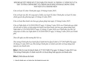 Quyết định 9/2021/QĐ-TTg bãi bỏ Quyết định 57/2015/QĐ-TTg chính sách hoạt động tình nguyện thanh niên