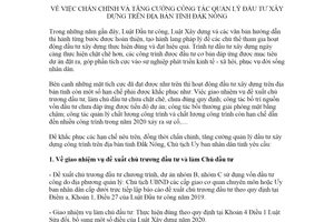 Chỉ thị 03/CT-UBND 2021 chấn chỉnh và tăng cường công tác quản lý đầu tư xây dựng tỉnh Đắk Nông
