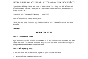 Nghị định 21/2021/NĐ-CP hướng dẫn Bộ luật Dân sự về bảo đảm thực hiện nghĩa vụ