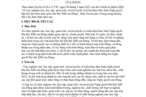 Hướng dẫn 03-HD/BTGTW 2021 thực hiện Nghị quyết Đại hội đại biểu toàn quốc lần thứ XIII của Đảng