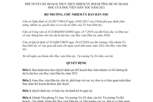 Quyết định 153/QĐ-UBDT 2021 nhiệm vụ bồi dưỡng hệ dự bị đại học của Học viện Dân tộc