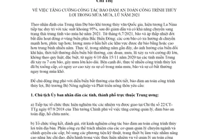 Chỉ thị 1611/CT-BNN-TCLN 2021 tăng cường công tác bảo đảm an toàn công trình thủy lợi mùa mưa lũ