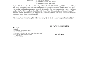 Công văn 1853/VPCP-CN 2021 triển khai đường cao tốc Đắk Nông Chơn Thành