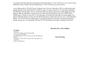 Công văn 1833/VPCP-DMDN 2021 thành lập Công ty cổ phần Tập đoàn Hàng không Vũ trụ Việt Nam