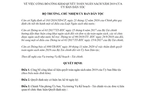 Quyết định 154/QĐ-UBDT 2021 công bố công khai quyết toán ngân sách năm 2019