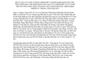 Thông báo 52/TB-VPCP 2021 phối hợp công tác của Chính phủ và Ủy ban Trung ương Mặt trận Tổ quốc Việt Nam