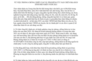 Chỉ thị 03/CT-UBND 2021 phòng chống thiên tai và tìm kiếm cứu nạn tỉnh Điện Biên