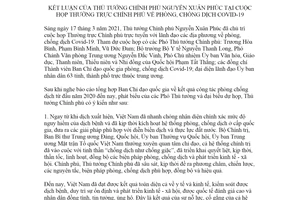 Thông báo 57/TB-VPCP 2021 kết luận của Thủ tướng Chính phủ tại cuộc họp chống dịch Covid19