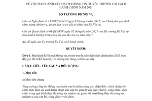 Quyết định 424/QĐ-BNV 2021 Kế hoạch thông tin tuyền truyền cải cách hành chính