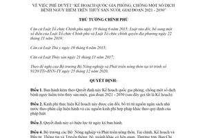 Quyết định 434/QĐ-TTg 2021 phòng chống dịch bệnh nguy hiểm trên thủy sản nuôi 2021 2030