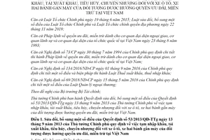 Quyết định 14/2021/QĐ-TTg sửa đổi Quyết định 53/2013/QĐ-TTg xe của đối tượng ưu đãi miễn trừ tại Việt Nam