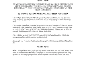 Quyết định 1299/QĐ-BNN-KHCN 2021 thủ tục hành chính lĩnh vực Khoa học Công nghệ  Môi trường