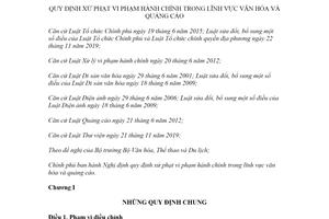 Nghị định 38/2021/NĐ-CP xử phạt vi phạm hành chính trong lĩnh vực văn hóa quảng cáo