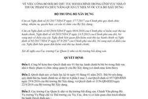 Quyết định 290/QĐ-BXD 2021 công bố bãi bỏ thủ tục hành chính lĩnh vực nhà ở thuộc Bộ Xây dựng